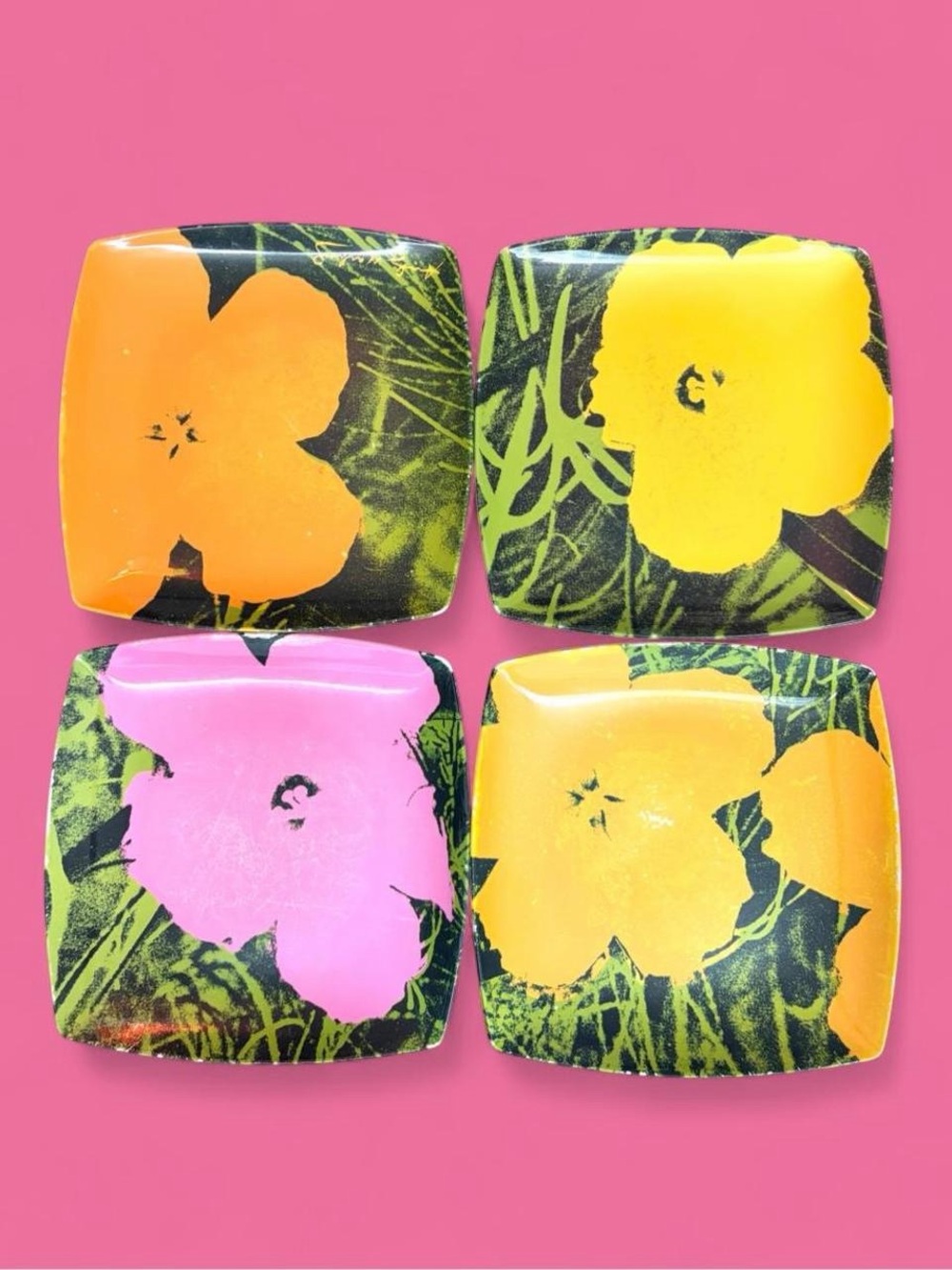 Set of 4 Andy Warhol Melamine Plates